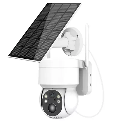 Solar Powered Wireless Security Camera System Outdoor WiFi PTZ CCTV 4MP IR Night • $39.99