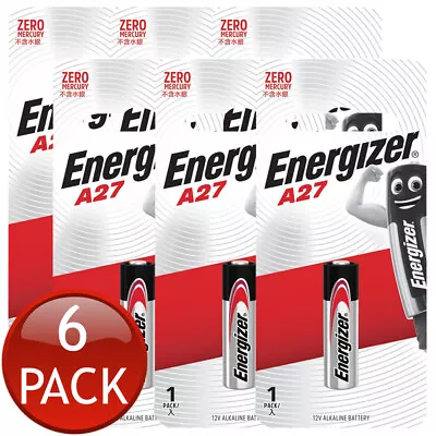 6 X Energizer A27 Alkaline Battery Remote Alarm Batteries Power Zero Mercury 12V • $26.12