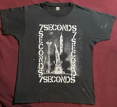 7 Seconds Vintage Black T-Shirt L Punk Rock 80’s Black Flag Circle Jerks Misfits • $370