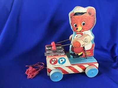 Vintage Fisher-Price Tiny Teddy Pull Toy #636 Wooden Xylophone 1958 Made In USA • $11.99