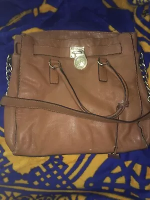 Michael Kors Hamilton Satchel Luggage Tan Soft Leather Gold Tone Hardware Bag • $55