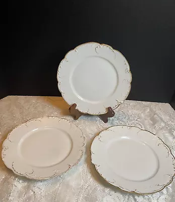 3 Haviland & Co Limoges Marseille Schleiger #421 Lunch Plates Gold Scroll • £11.58