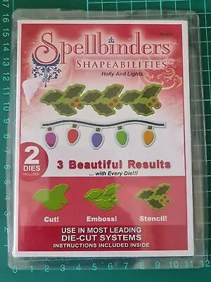 $6 • Buy SPELLBINDERS Shapeabilities Holly And Lights 2 Dies Use In Most Die Cut Machines