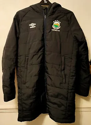 Linfield Football Club Long Black Full Zip Padded Bench Coat L Umbro Lfc Ireland • £49.99