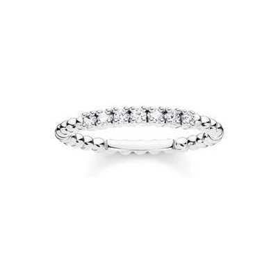 £35 • Buy Thomas Sabo Sterling Silver White Stone Dot Ring EU 54 (UK N) TR2323-051-14-54
