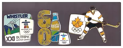 Vancouver 2010 Olympics Pins: Whistler; Coca-Cola 60 Day Togo; Canada Hky Player • $6.28