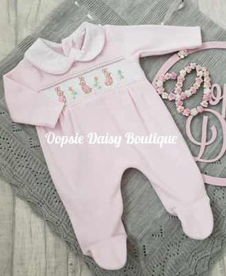£11.99 • Buy Girls Smocked Peter Rabbit Flopsy Bunny All In One Romper