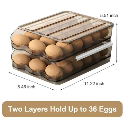 £5.99 • Buy 36 Grid Egg Storage Box Refrigerator Egg Container Plastic Case Tray 2 Layers