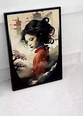 Japanese Geisha Poster Abstract Digital Wall Art Print A3 A4 Size • £8.95