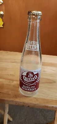 Vintage 1953 Queen-O Beverages Soda Bottle Painted Label 7oz • $12.50