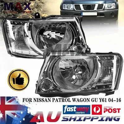 Pair For Nissan Patrol GU Wagon Ute 2004-2015 Head Lights Front Lamps Left Right • $216