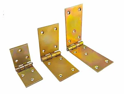 Strong Heavy Duty Strap Hinge Hinges Zinc Tee Door Gate GOLD Yellow Shed • £4.28