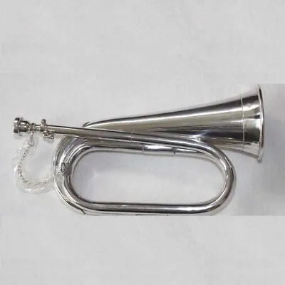 Tuneable Bugle Army Military Bugle Nickel Plated Musical Instrument Retro Horn • $54.68