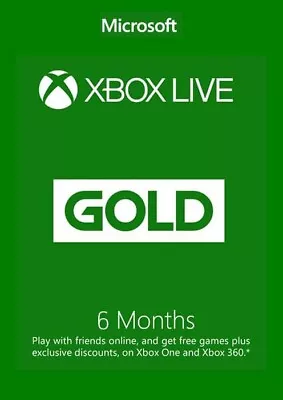 **CHEAPEST** Microsoft Xbox Live Gold Subscription - 6 Months EUROPE Code • £36.25