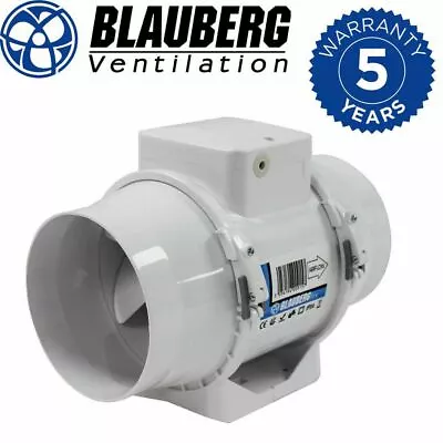 Blauberg Turbo-ET In-Line Mix Flow Bathroom Shower Timer Extractor Fan 4'' 100mm • £52.95