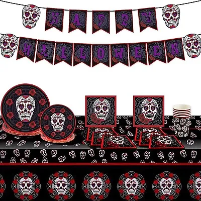 Wonlonda Halloween Tableware 66pcs Halloween Table Decorations Dead Skull Table • £6.33