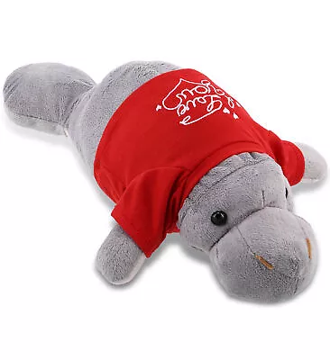 DolliBu I LOVE YOU Wild Manatee Plush Stuffed Animal With Red Shirt 15 Inch • $19.97