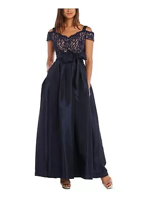R&M RICHARDS Womens Navy Spaghetti Strap Full-Length Formal Blouson Dress 8 • $12.99