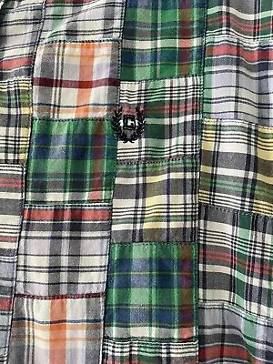 Chaps Mens Size Large Button Down Multicolor Madras Plaid Patchwork Shirt • $16