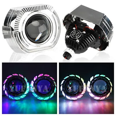 3.0'' LED Projector Lens LED Angel Eyes Shrouds H4 H7 9005 Retrofit Headlight • $73.88