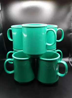 Lot Of 7 Vintage G.E.T. Taiwan Triton Green Jade Teal Plastic 8 Oz Coffee Mug  • $28