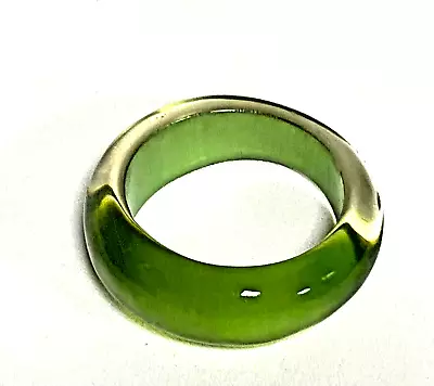 Vintage Lucite Moon Glow Chunky Wide Bangle Bracelet Green Asymmetrical  Tapered • $29.99