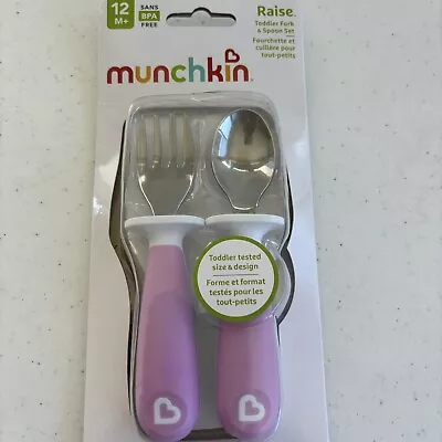 Munchkin Raise Toddler Fork & Spoon Set 12m+ Pink And White New In Package • $9