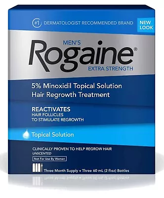 Rogaine 5% Minoxidil Liquid For Hair Loss And Hair Regrowth Topical Treatment • £59