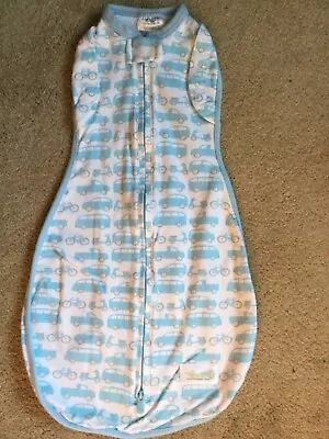 $7.99 • Buy WOOMBIE 0-3m 5-13lbs Blue Cars Convertible Baby Swaddle Sleep Sack NEW