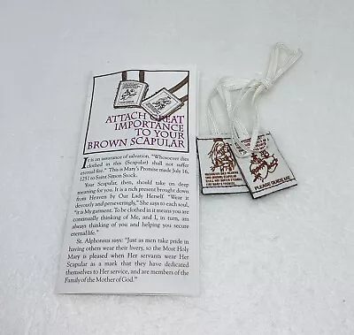 Vintage Brown Scapular 100% Wool Marrying Praying Gift BB • $4.49