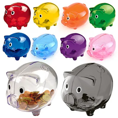 £9.99 • Buy Cute Piggy Bank Money Box Saving Coins Cents Fun Gift Plastic Pig Kids Toys HQ