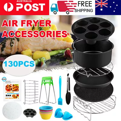 8 In Air Fryer Accessories Frying Cage Dish Baking Pan Rack Pizza Tray Pot AU • $30.83