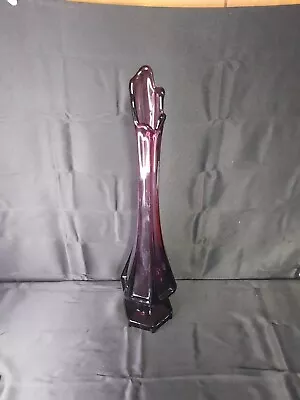 Mid Century Modern Viking Glass Purple Amethyst Swung Bud Vase 18 In. Column  • $76