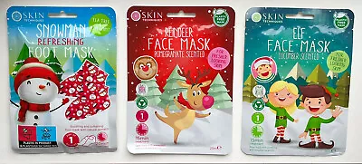 X3 Christmas Printed SHEET FACE MASK SCENTED Festive Beauty Face Mask Gift Set • £9.99