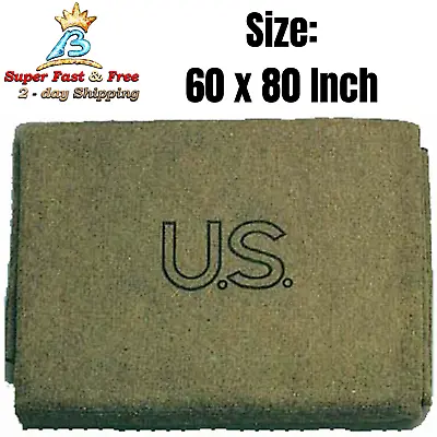 $51.18 • Buy Wool Blanket Military Style Us Green Olive Vintage Drab Genuine 60 X 80 Inch New