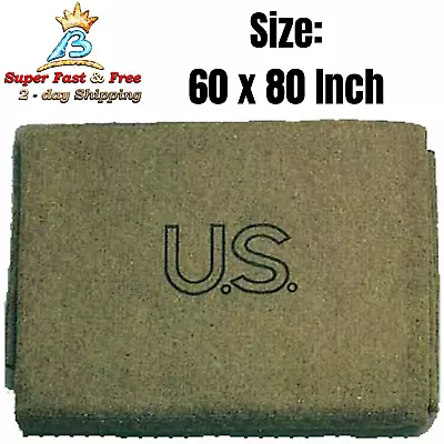 Wool Blanket Military Style Us Green Olive Vintage Drab Genuine 60 X 80 Inch New • $53.56