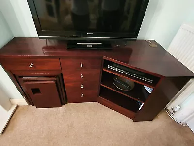 Mahogany TV Unit With Glass Topped Nest Of Tables • £120