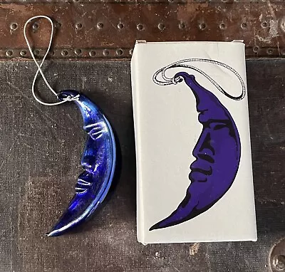 Dept 56 Cobalt Blue Purple Mercury Glass Crescent Moon Ornament W Box 5.5” Mint • $49.99