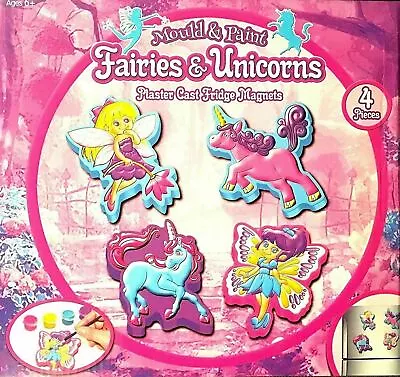 Mould & Paint Unicorn & Fairies Fridge Magnets Make Your Own Plaster Fairy Kit • £6.49