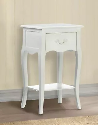 French Country White Side End Bedside Table Shabby Night Stand Drawer Shelf • $159
