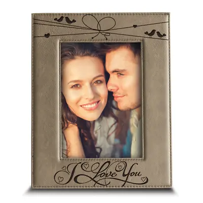 I Love You - Engraved Leather Picture Frame-Valentines Day Gift • $24.95