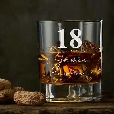£12.99 • Buy Engraved Personalised 18th Birthday Whiskey Glass Gift Boxed WHSK-05