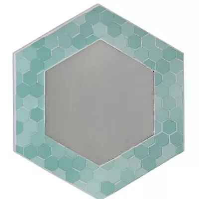 Mirror Multi Colored Mosaic Teal Hexagon Frame 12  • $40