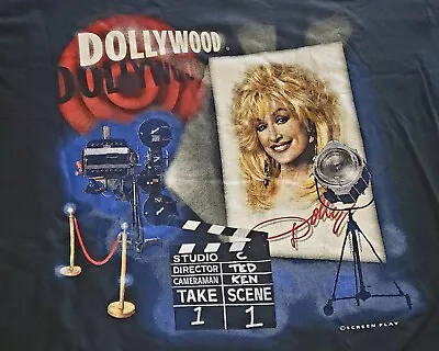 DOLLY PARTON Dollywood Studio Black T-Shirt Size XL Original 1994 Vintage New! • $34.99