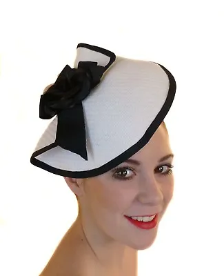$29.95 • Buy Black White Bow Fascinator Hat Races Wedding Melbourne Cup Derby Day