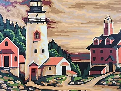 Vintage Paint By Number  The Sentinel  Painting Lighthouse Nautical Decor • $35