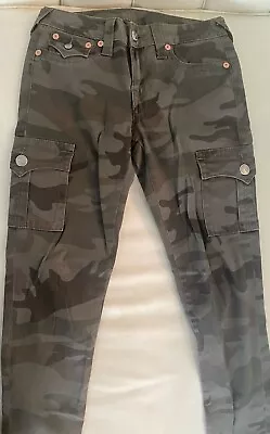 True Religion Size 27 Camouflage Cargo Skinny Jeans Pants Ankle Zipper Green • $29