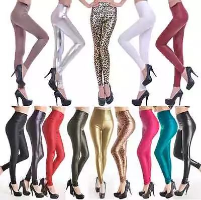 New Sexy Women Ladies High Waist Wet Look Faux Leather Leggings  • $8.69