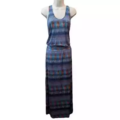 Veronica M Blue Drop Waist Maxi Zig Zag Racerback Dress X-Small • $35