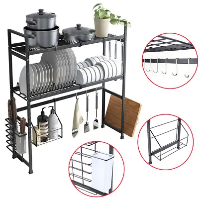 Over The Sink Dish Drying Rack 2-Tier Stainless Steel Above Sink Dish Rack Sink • $40.50